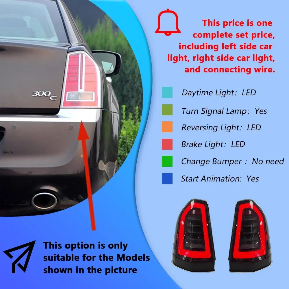 For Chrysler 300c 2011-2014 Auto Rear Back Lamps Upgrade Dynamic Flashing Tail Lamp Tool Accessories LED Car Taillights Assembly