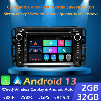 Car Stereo for GMC Acadia Savava Yukon Sierra/Chevy Silverado Tahoe Equinox/Buick Enclave,Android 13 Carplay Autoplay