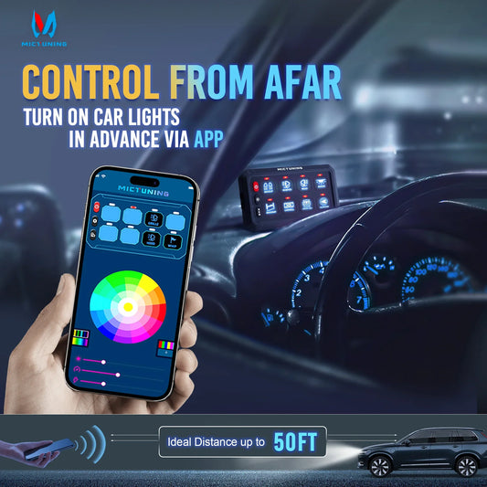 MICTUNING RGB 8 Gang Switch Panel with App Control On/Off Switch Panel Led Light Background Relay System Box For Car ATV/UTV