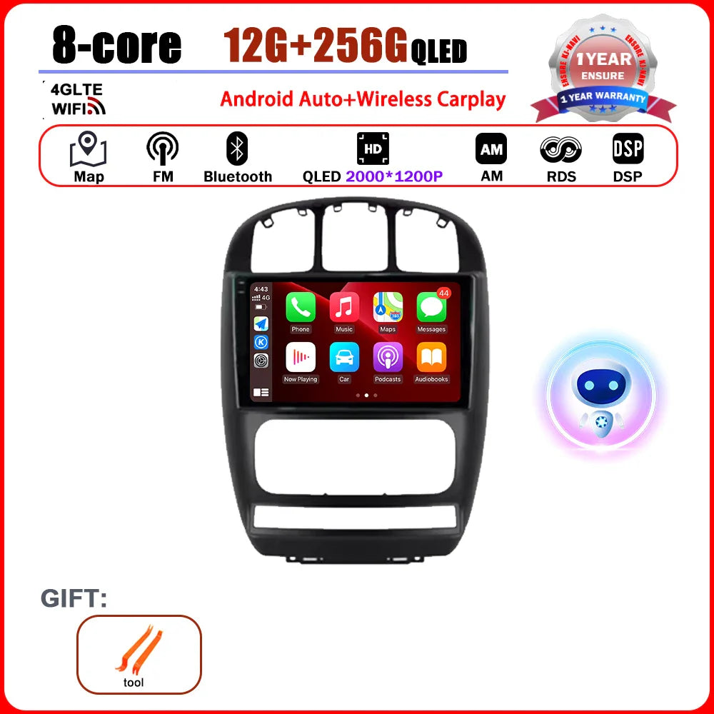 Car Radio Multimedia Player Android 14 System for Dodge Caravan 4 For Chrysler Grand Voyager RS 2000 - 2012 GPS Navi WiFi BT
