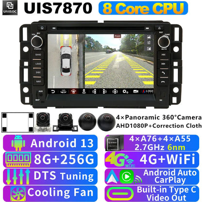 A76 7870 Android 13 12G+256G Car Radio GPS Screen Stereo For GMC Yukon Acadia Chevrolet Tahoe Sierra Avalanche CarPlay Bluetooth