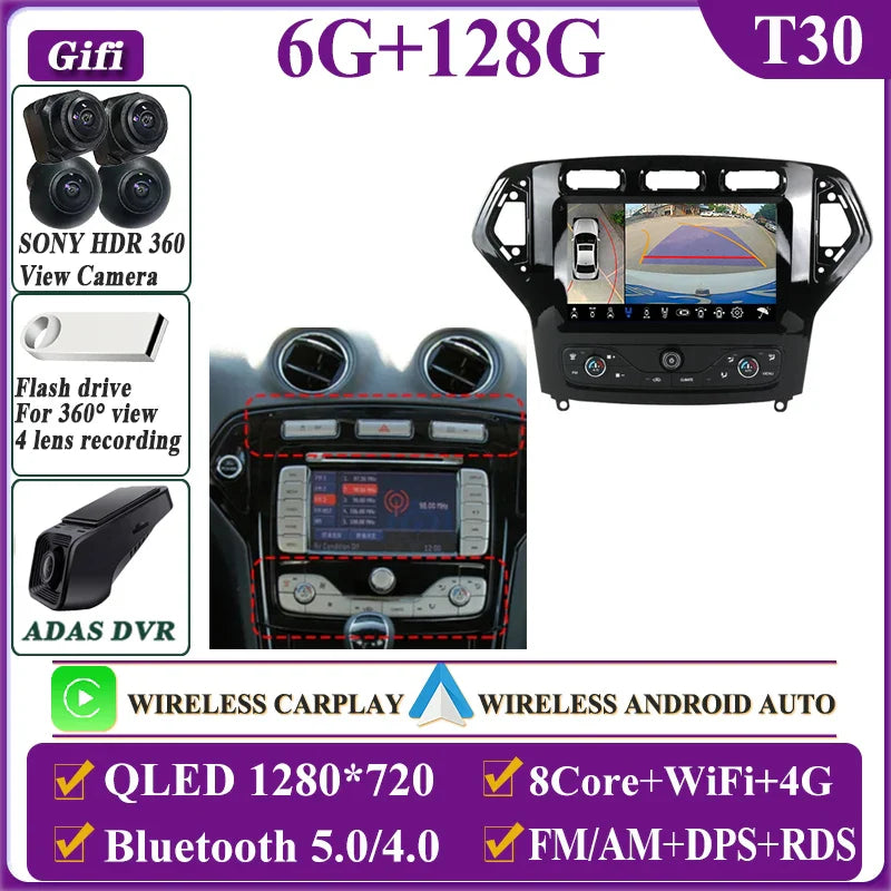 Autostereo 14 For Ford Mondeo MK4 2007-2014 Car Multimedia Video Player GPS Navigation Radio Android 13 Auto Carplay No 2Din DVD