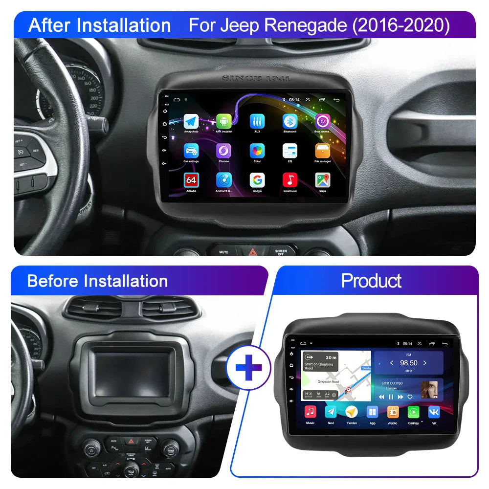 LEHX L6Pro 4G LTE DSP Car Radio Android Auto Video Multimedia Player For Jeep Renegade 2016-2020 Carplay 2din dvd Autoradio  gps
