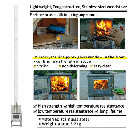 Folding Woodstove Durable Portable Foldable Wood Burning Stainless Steel Firewood Stove For Outdoor Camping Heat Oneself & Food