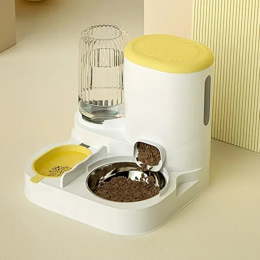 Automatic Cat Feeder and Water Dispenser Non-Electric Easy-Clean Large Capacity Pet Feeding Station for Cats and Small Dogs