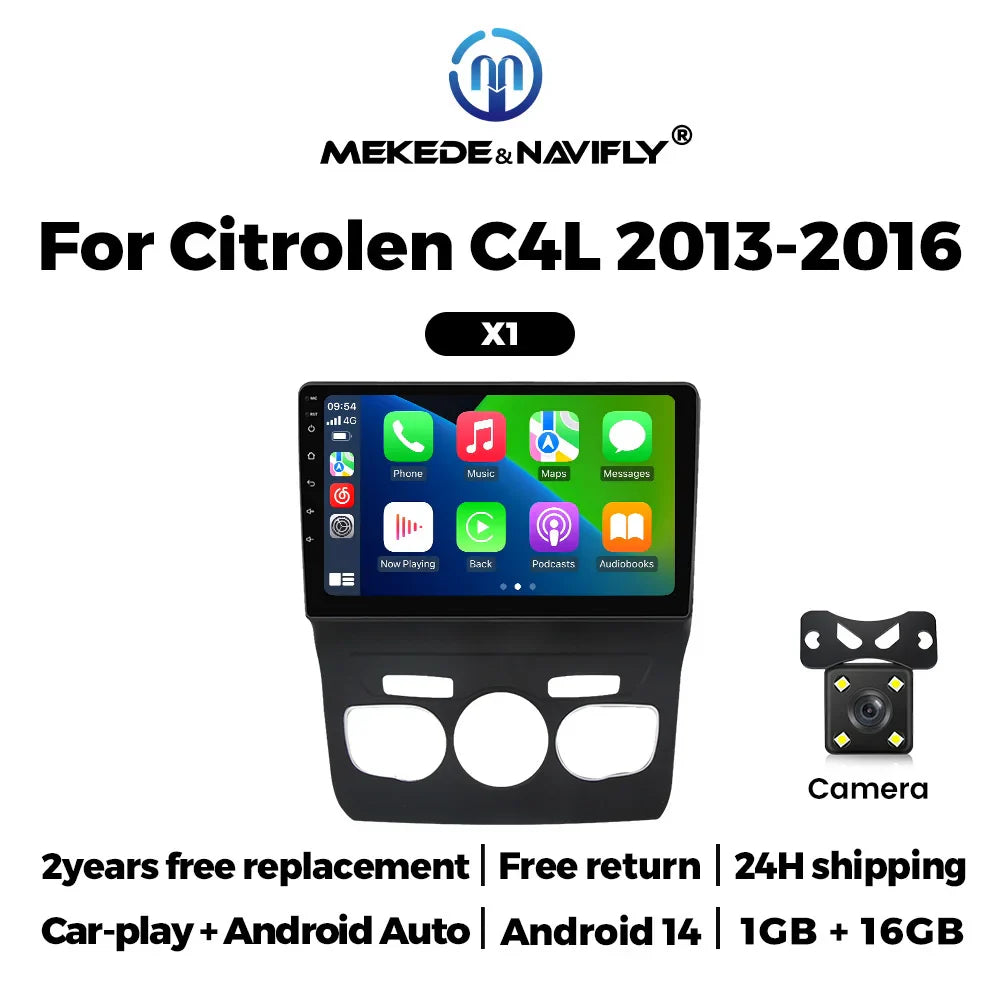 Android 14 Autoradio For Citroen C4 C4L DS4 2012 - 2017 Car Intelligent System Car Radio Multimedia Player Wireless CARPLAY+AUTO