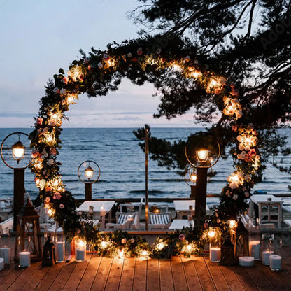 Round Wedding Arch Frame Circle Flower Balloon Archway Backdrop Stand Background Decoration