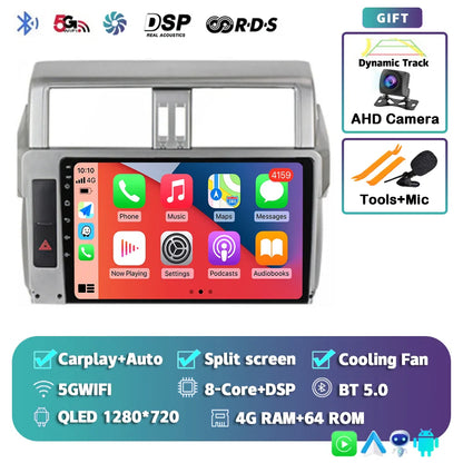 Android 14 For Toyota Land Cruiser Prado 150 2013 - 2017 2K QLED Android Car Radio Multimedia Video Player GPS Stereo CarPlay 4G