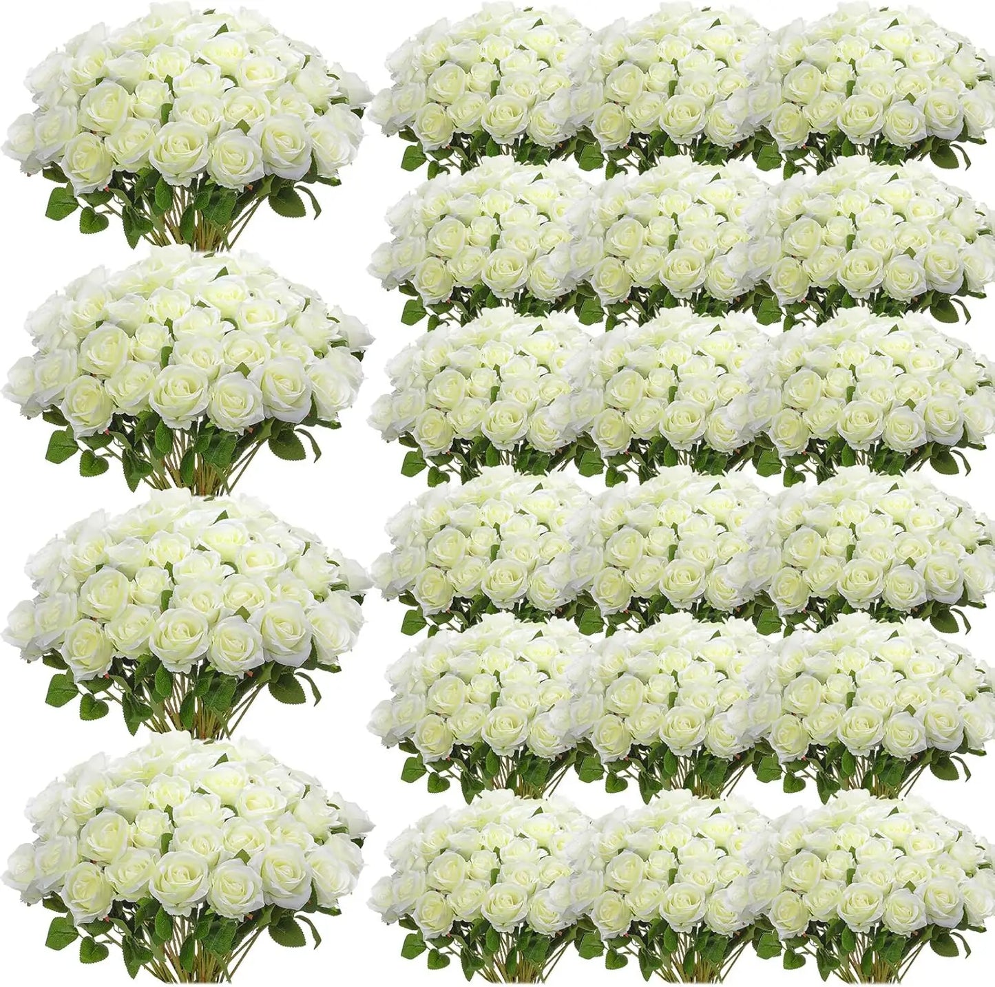 500 Pcs Artificial Silk Roses Flowers with Long Stem Bridal Wedding Bouquet for Garden Home Party Gifts Favor Decoration