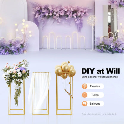 4-Piece Wedding Flower Stand Set – Durable Metal Vase Holder for Centerpieces, Balloons, and Party Decorations