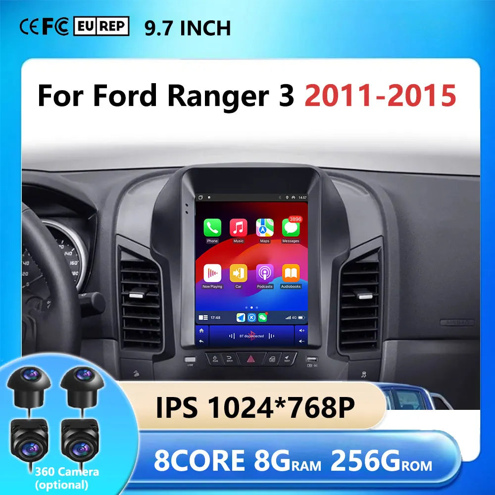 9.7 inch Car Video Radio Player Wireless Carplay DSP Stereo Touch Screen Auto Tools BT  For Ford Ranger 3 2011-2015 AM/FM/RDS