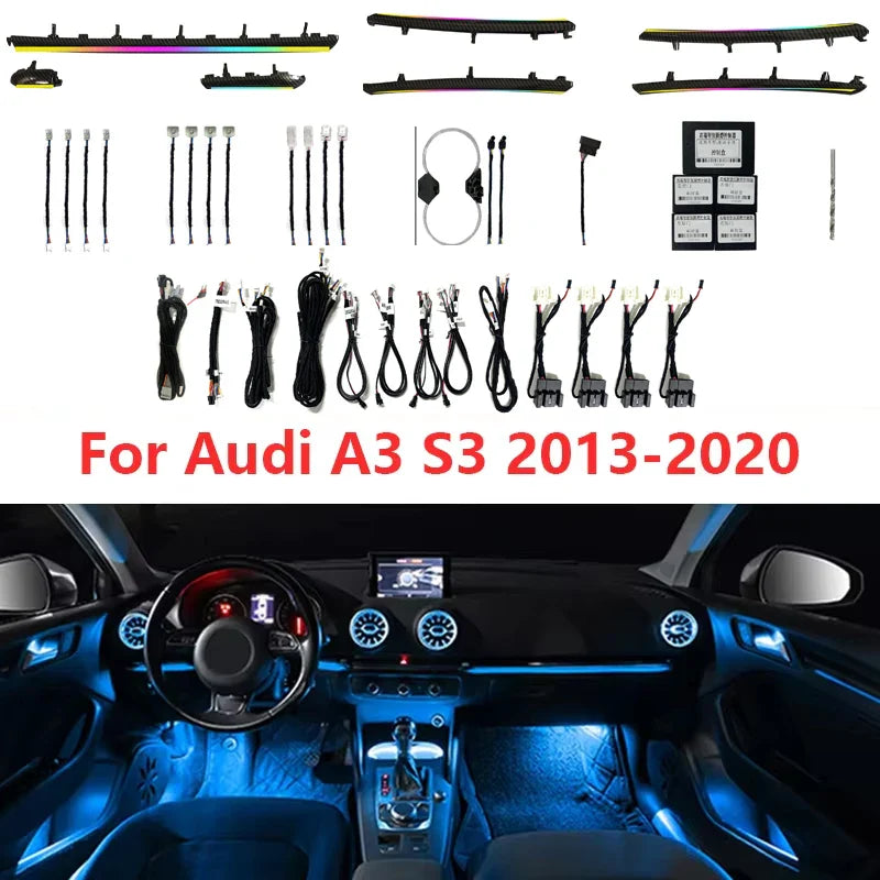 21 in 1 Symphony Car Ambient Light For Audi A3 2013-2020 without Air Vents Dashboard Door Decoration Atmosphere Lamp APP Control