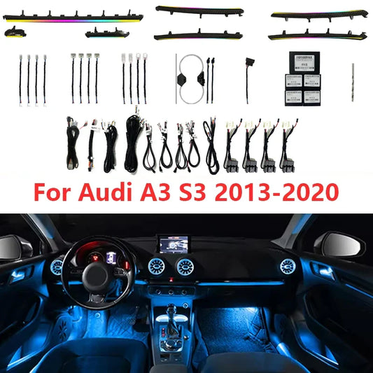 21 in 1 Symphony Car Ambient Light For Audi A3 2013-2020 without Air Vents Dashboard Door Decoration Atmosphere Lamp APP Control