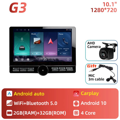 10.1 Inch Android 10 2 Din Car Radio Multimedia  Large Screen Head Unit Carplay Android Auto Navigation GPS WiFi FM
