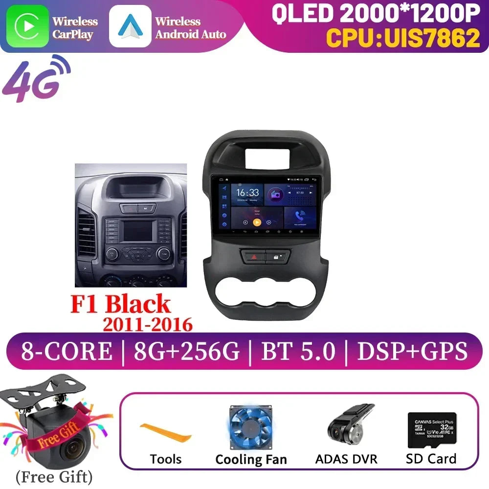 Android 14 For Ford Ranger 3 2011-2015 Car Radio Multimedia Navigation 4G GPS Bluetooth Wireless Carplay Head Unit Screen Stereo