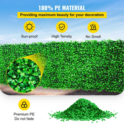 VEVOR Artificial Plant Wall Decoration Boxwood Hedge Wall Panel Home Decor Fake Plants Grass Backdrop Wall Privacy Hedge Screen