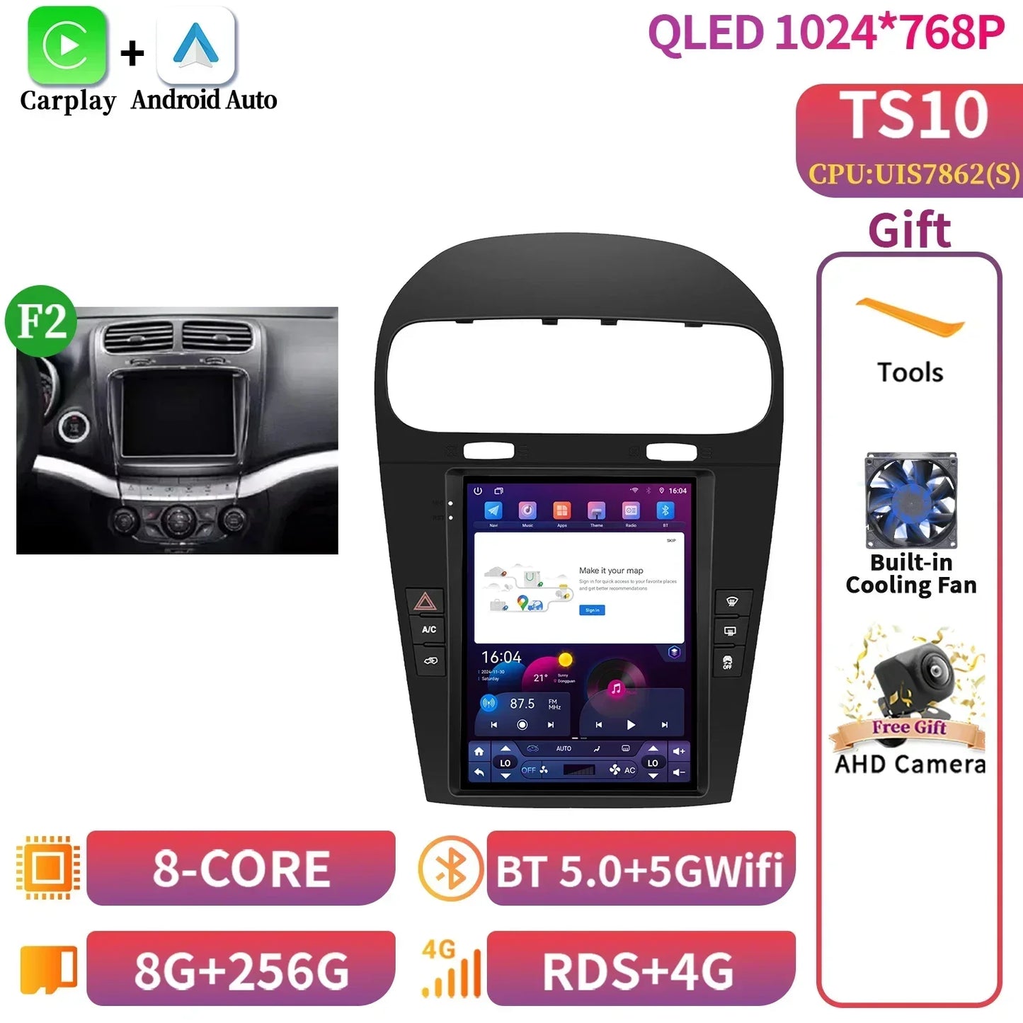 9.7inch Android 14 For Dodge Journey Fiat Freemont 2012-2014 Car Radio Multimedia Intelligent GPS Bluetooth Carplay Touch Screen