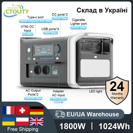 2400W 1800W 1000W Portable Power Station 1024Wh 2048Wh 220V Camping Solar Generator Powerful Powerstation Home RV Battery Backup