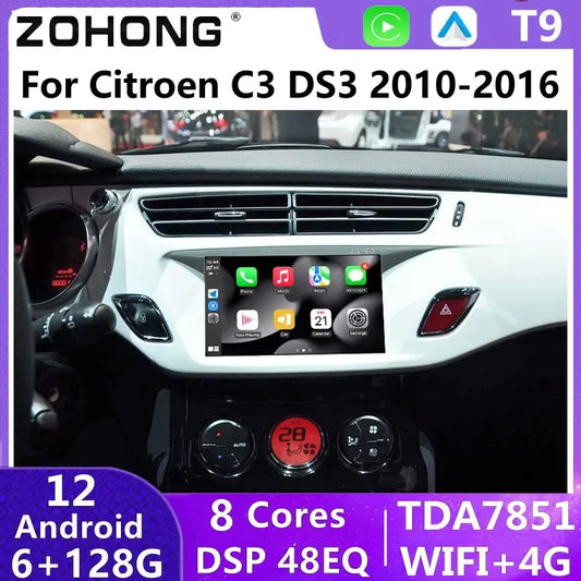 7inch Screen Carplay Android Auto Multimedia Player Audio Autoradio 4G Navigation Head Unit For Citroen C3 DS3 Car Radio Stereo