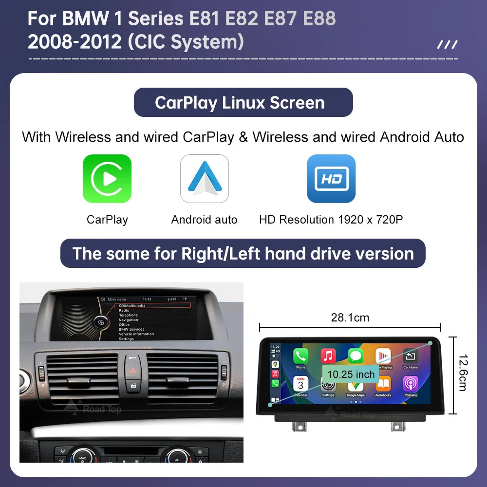 Wireless CarPlay Android Auto Car Multimedia Screen For BMW 1 Series E81 E82 E87 E88 CCC CIC System Touch Display Car Radio