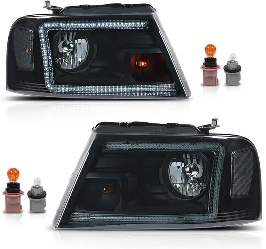 LED DRL Headlights, Compatible with Ford F150 2004-2008/Fit Lincoln Mark LT 2006-2008, (NOT Fit 2004 F150 Heritage/Flareside Bed