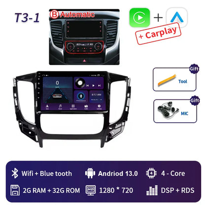 2 Din Android 13 Auto Car Radio Multimedia Video Player Stereo For Mitsubishi L200 5 2015-2019 GPS Navigation Carplay Screen DVD