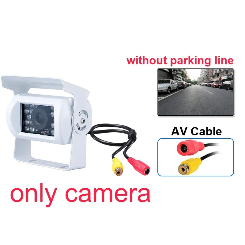 GreenYi White Truck Backup Camera Heavy Duty 18 LED IR Night Vision Waterproof Vehicle Rear View Camera For Trailer/Pickups/RV