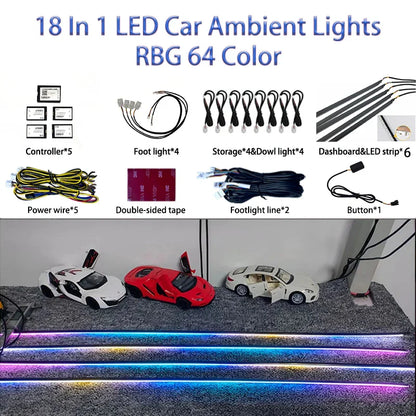 EightFox Official Store Car Ambient Lights18in1 Automobileatmosphere lamp acrylic light decorativecar atmosphere light