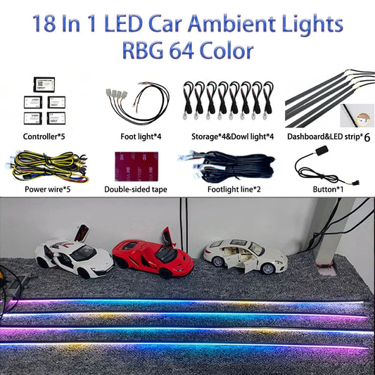 EightFox Official Store Car Ambient Lights18in1 Automobileatmosphere lamp acrylic light decorativecar atmosphere light