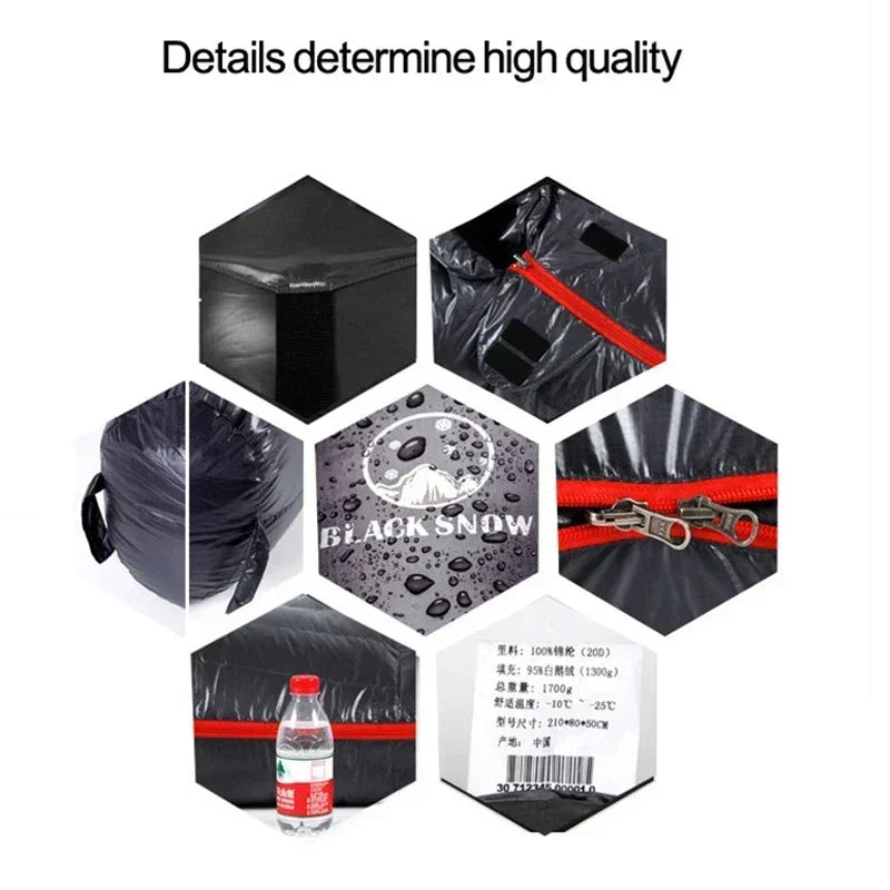 Upgraded High-grade White Goose Down Camping Sleeping Bag with Water Repellent Treatment Warm Insulated Fit for Cold Weather