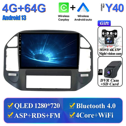 Wireless Android Head Unit For Mitsubishi Pajero 3 V70 V60 1999-2006 Car Auto Radio Carplay Multimedia GPS Navigation No 2din 4G