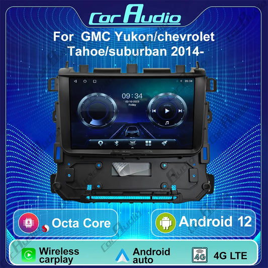 9 INCH BIG SCREEN 8 CORE ANDROID13 CAR GPS MULTIMEDIA WITH CAR PLAY FOR GMC Yukon Chevrolet Tahoe Suburban Denali 2015 2016-2019
