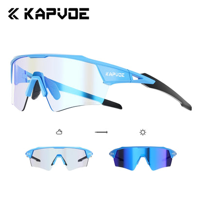 Kapvoe New Photochromic Cycling Sunglasses Men Women MTB Glasses UV400 Bicycle Eyewear Outdoor Sports Running Road Bike Goggles