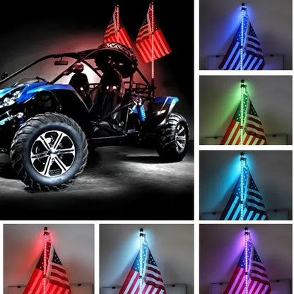 1pc 2/3/4FT RGB Flagpole Light Adjustable ATV Off-road Brake Light With Remote Control LED Beach Flag Ambient Decorative Lights