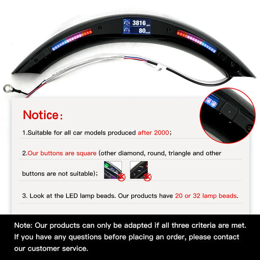 Car Auto Steering Wheel LED Display with Intellignet Module Kit Universal Accessory for LED Performance Steering Wheel