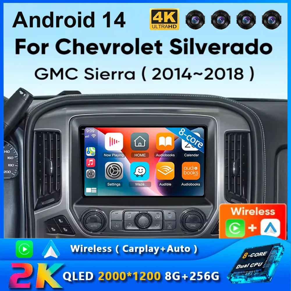 Android 14 Car Radio For Chevrolet Silverado 3 GMTK2 2014 2015 2016 2017 2018 Carplay Auto Multimedia Player Stereo DSP WIFI 4G