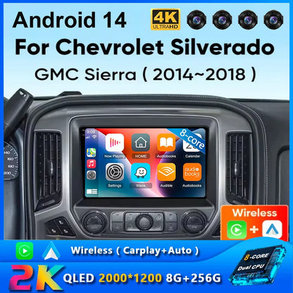 Android 14 Car Radio For Chevrolet Silverado 3 GMTK2 2014 2015 2016 2017 2018 Carplay Auto Multimedia Player Stereo DSP WIFI 4G