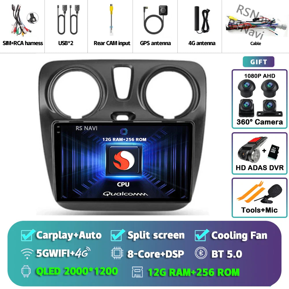 Android 14 Car Radio For Renault Lodgy Dacia Dokker 2012 2013 - 2021 Autoradio Auto Carplay WIFI+4G Multimedia DSP Stereo Player