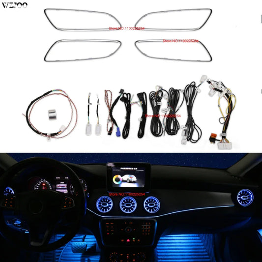 12-color LED Car Air Vent Outlet Turbine Nozzle Atmosphere Lamp For Mercedes-Benz A/CLA/GLA class W176 W117 W156 Ambient Light