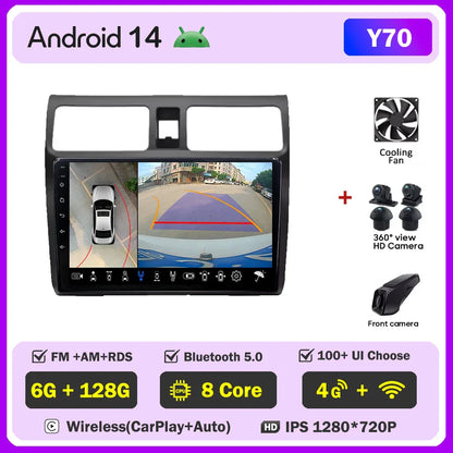 Android 14 Car player Auto Car 9 inch Radio For Suzuki Swift 2003 - 2010 GPS Navigation Auto Radio Dash Cam 5G wifi QLED Screen
