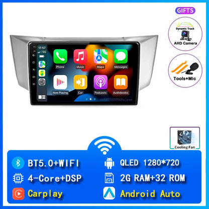 Android 14 wifi+4G Carplay AUTO Car Radio For Lexus RX300 RX330 RX350 RX400H 2003 -2009 Navigation GPS Player Stereo Multimedia
