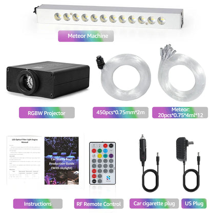 16W Car Roof Starlight Headliner Light Kit For Tesla Car Home APP Remote Controll Starry Sky RGBW Fiber Optic Ceiling Star Light