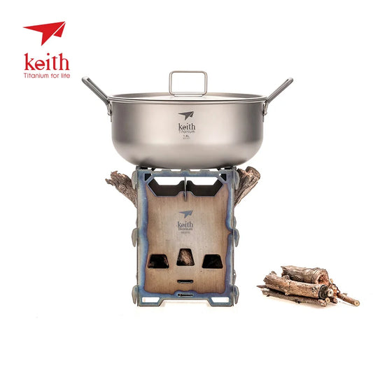 Keith Titanium Alloy Backpacking Wood Stove Outdoor Camping Stove Portable Ultralight Folding Wood Stove Pocket Stove Ti2201