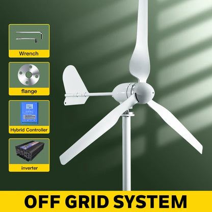 5000w 2kw Horizontal Wind Turbine Generator 96V 48V 24V Free Energy Magnetic Dynamo Strong Power 220v Inverter Output For Home power tools