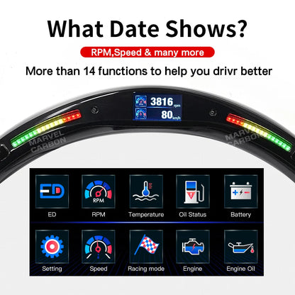 Car Auto Steering Wheel LED Display with Intellignet Module Kit Universal Accessory for LED Performance Steering Wheel