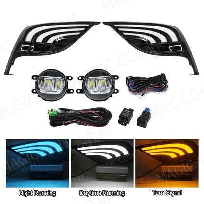 For Toyota Camry SE 2021 2022 DRL Daytime Running Lamp Fog Light Dual Turn Signal Waterproof Switch 3 Colors White Yellow Blue