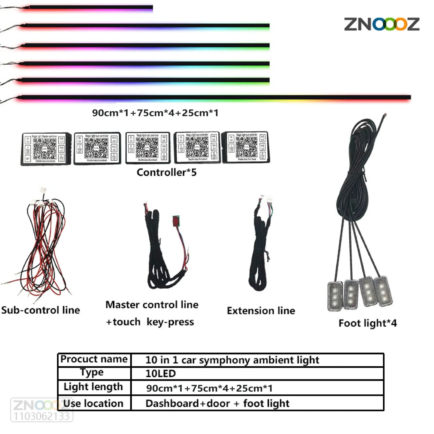For Audi A1 A3 A6 A7 C5 C6 Q3 Q2 Q7 TT TTS R8 S3 S6  A4 64 Color RGB Symphony Car LED  Interior Ambient Light