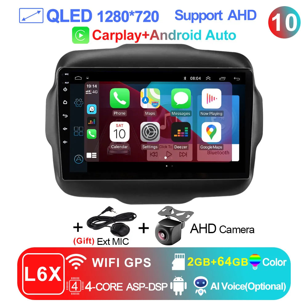 LEHX L6Pro 4G LTE DSP Car Radio Android Auto Video Multimedia Player For Jeep Renegade 2016-2020 Carplay 2din dvd Autoradio  gps