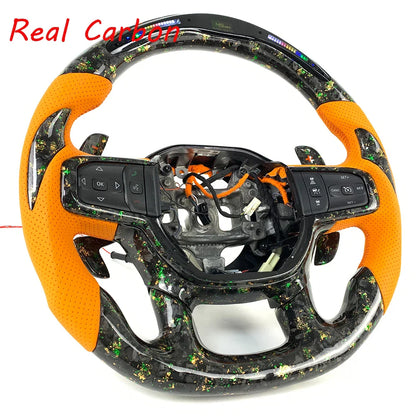 For Dodge Ram Car Interior Accessories Customized LED Forged Carbon Fiber Steering Wheel with Shift Paddle