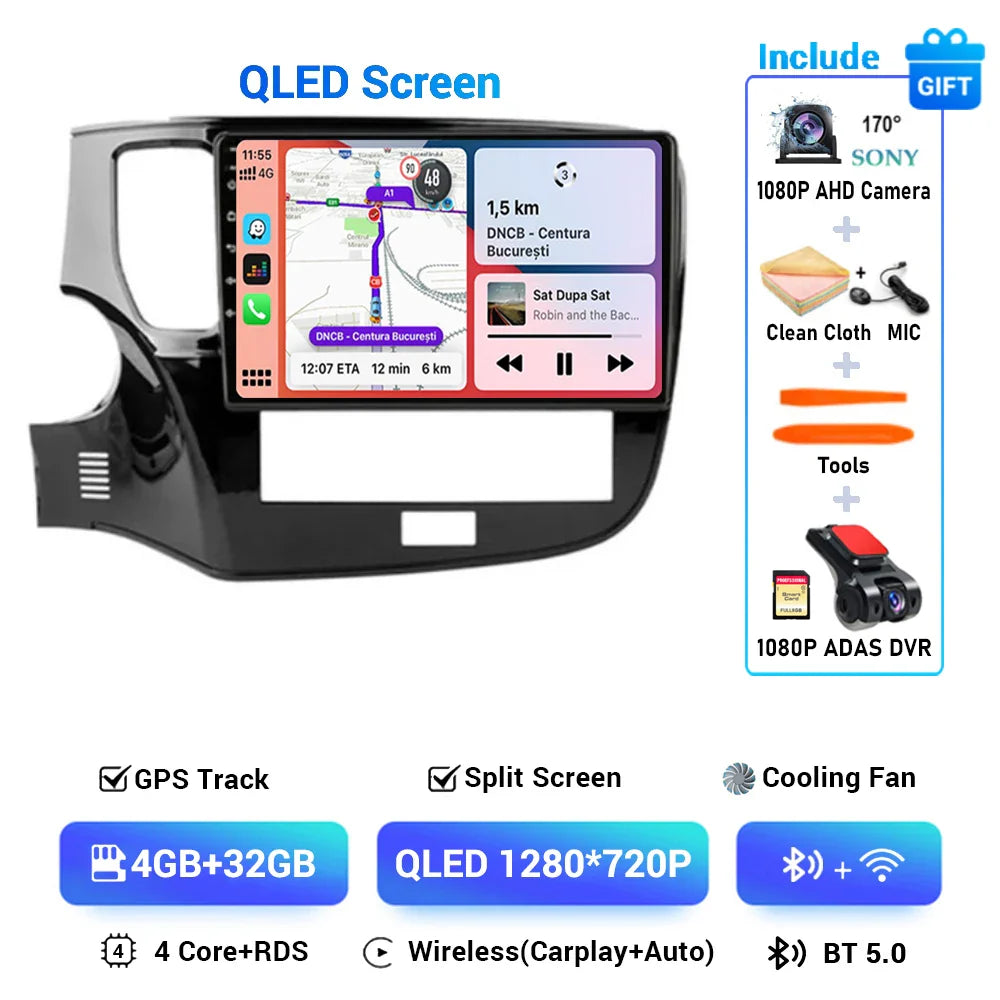 Android 14 CarPlay Auto Car Radio For Mitsubishi Outlander 3 III GF0W GG0W 2018 2019 2020 2021 Multimidia Video Player Stereo 4G